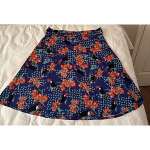 Lularoe Tropical Toucan Knee Length Flare Summer Skirt 2XL